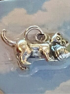 NEW Sterling Silver Plated Kitty Cat Charm Playing with Yarn Ball